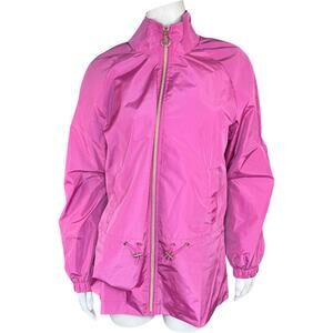 Belle Body by Kim Gravel Raindrop Rebel Gold Zip Jacket Preppy Pink Small NWOT